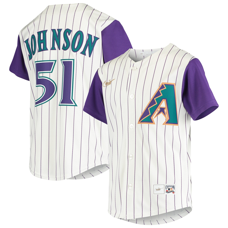 2020 MLB Youth Arizona Diamondbacks #51 Randy Johnson Nike Cream Alternate Cooperstown Collection Player Jersey 1->youth mlb jersey->Youth Jersey